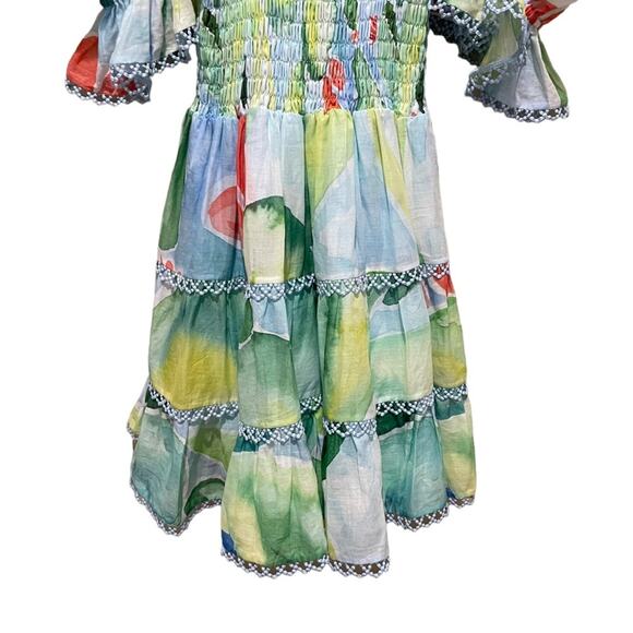 Charo Ruiz Giulia Short Dress Barbary Print Blue Multicolored Size Medium - Picture 4 of 9